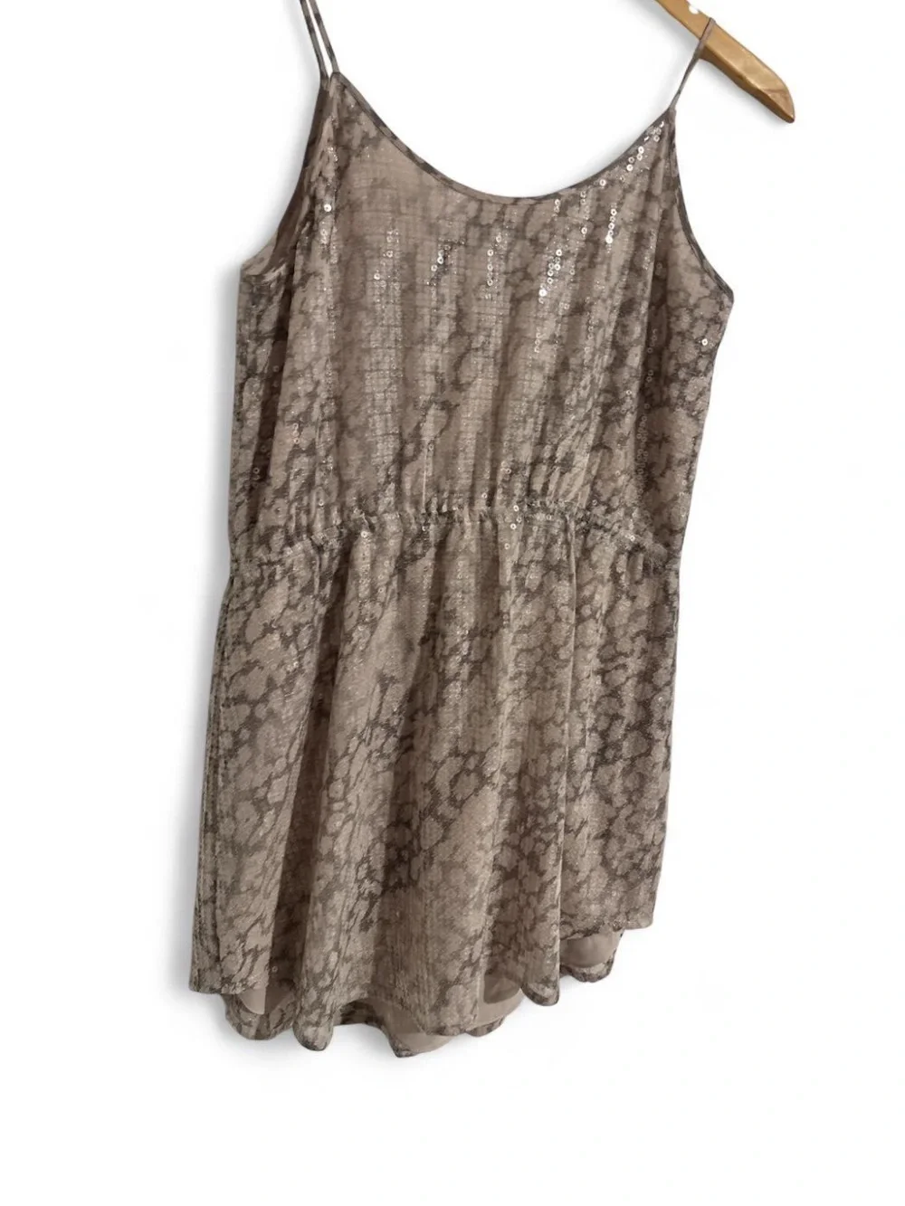 Rebecca Taylor Size 12 Silvery sequin mini dress with gray snakeskin print